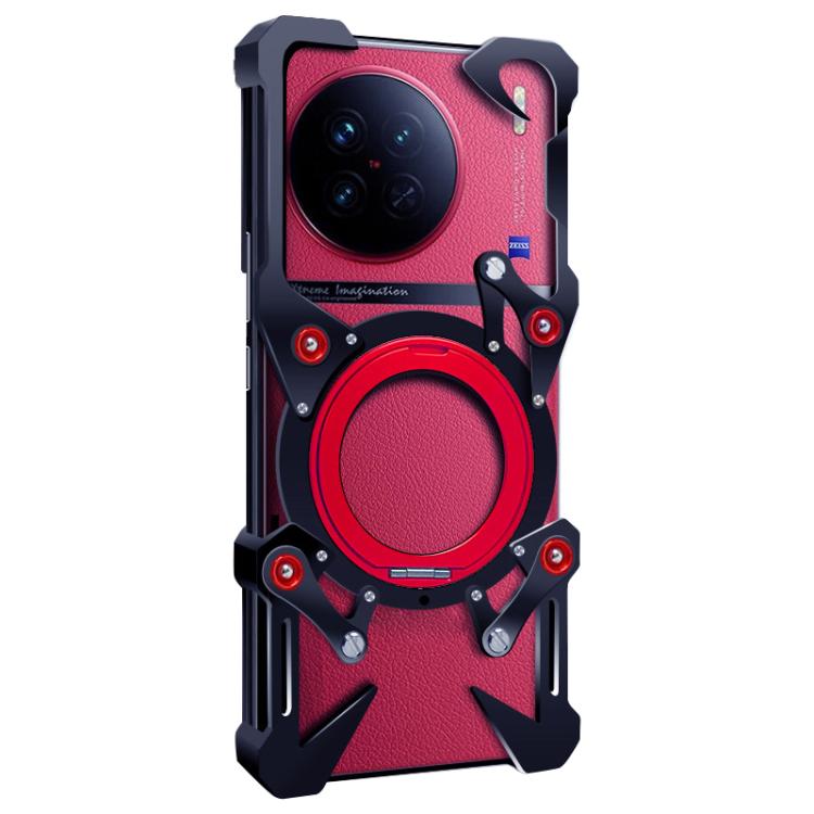 For vivo X90 Rotating Bracket Hollow Metal Phone Case with Lanyard