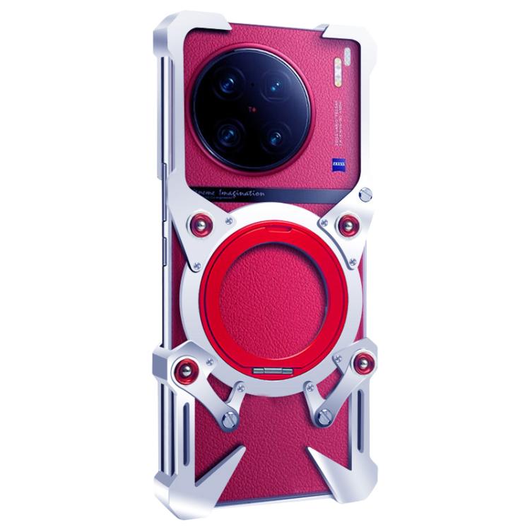 For vivo X90 Pro+ Rotating Bracket Hollow Metal Phone Case with Lanyard