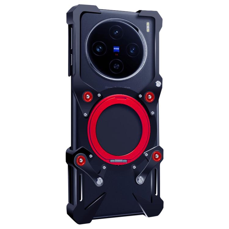 For vivo X100 Rotating Bracket Hollow Metal Phone Case with Lanyard