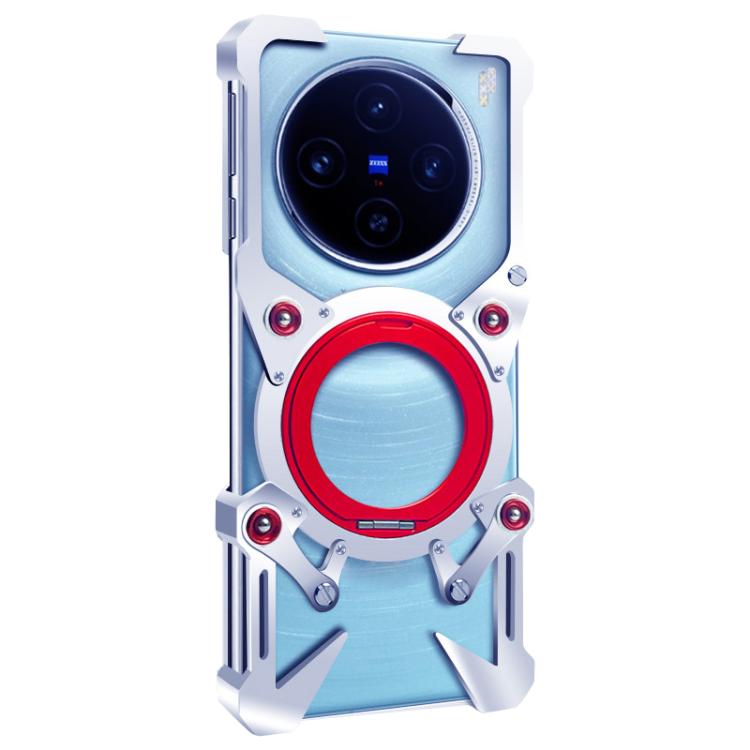 For vivo X100 Rotating Bracket Hollow Metal Phone Case with Lanyard