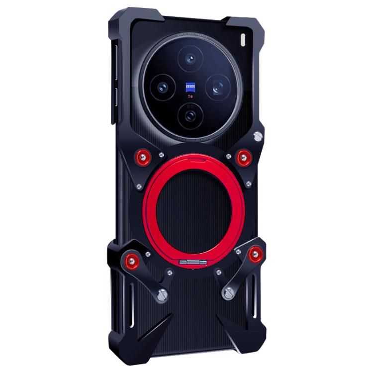 For vivo X100s Rotating Bracket Hollow Metal Phone Case with Lanyard