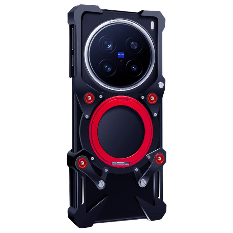 For vivo X100 Ultra Rotating Bracket Hollow Metal Phone Case with Lanyard