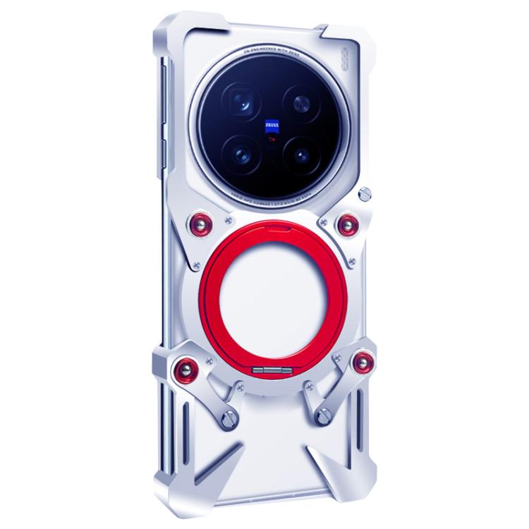 For vivo X100 Ultra Rotating Bracket Hollow Metal Phone Case with Lanyard