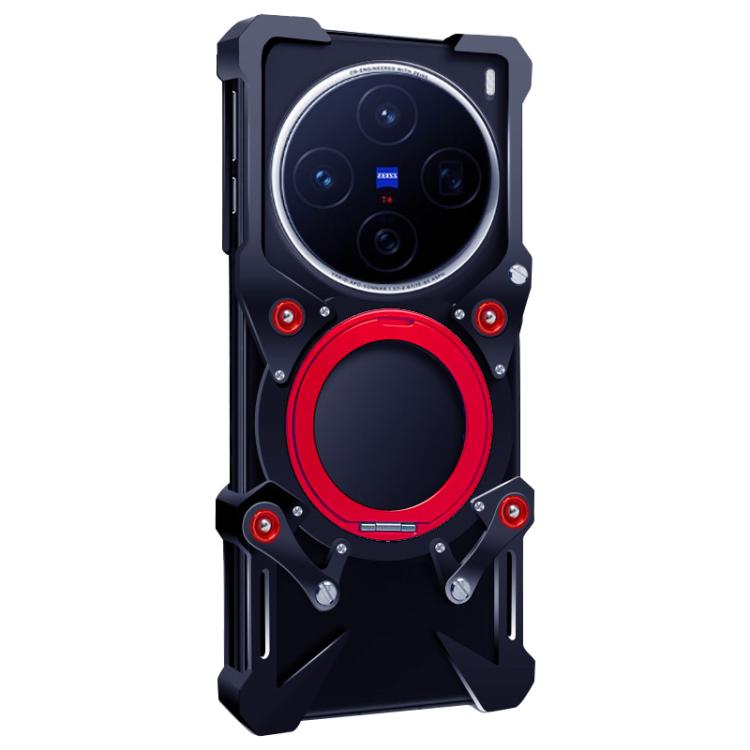 For vivo X200 Rotating Bracket Hollow Metal Phone Case with Lanyard