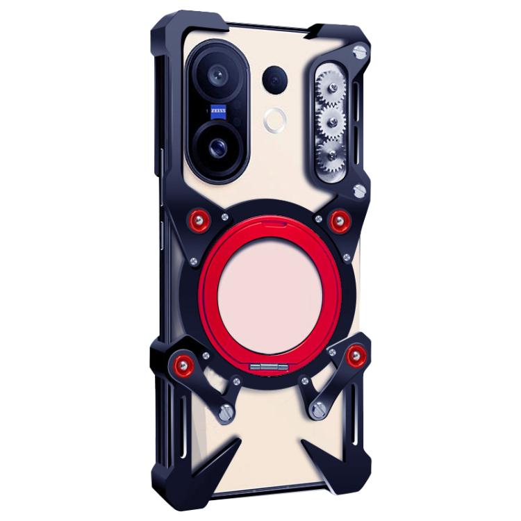For vivo X200 FE Rotating Bracket Hollow Metal Phone Case with Lanyard