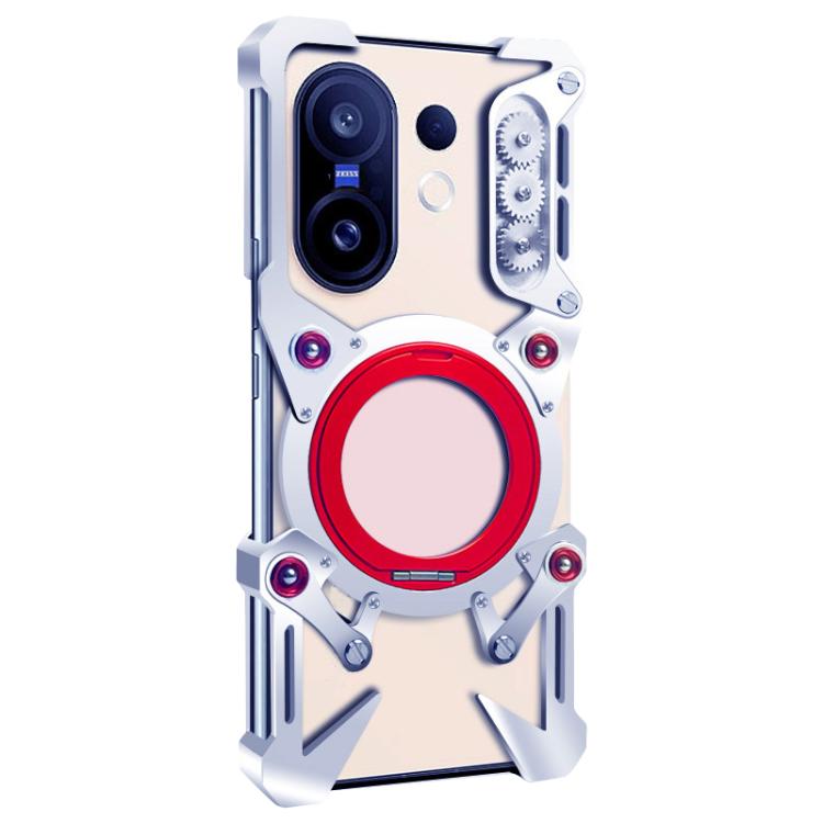 For vivo X200 FE Rotating Bracket Hollow Metal Phone Case with Lanyard