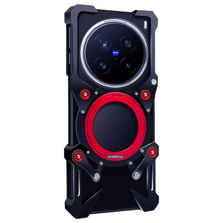 For vivo X200 Pro Rotating Bracket Hollow Metal Phone Case with Lanyard