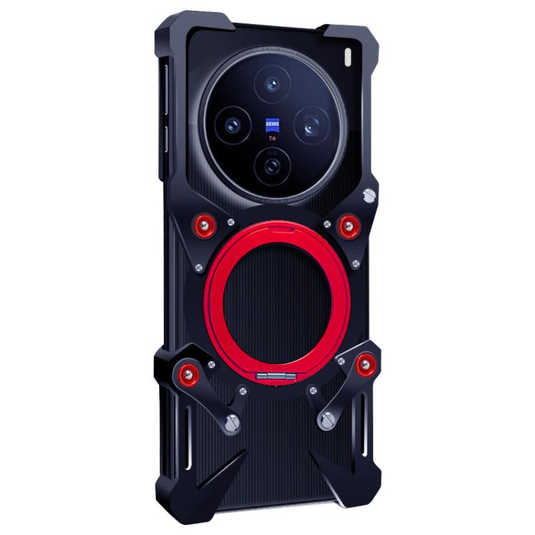 For vivo X200 Pro mini Rotating Bracket Hollow Metal Phone Case with Lanyard