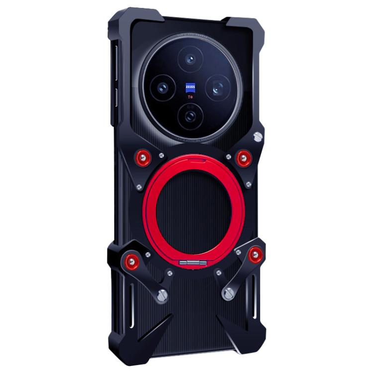 For vivo X200s Rotating Bracket Hollow Metal Phone Case with Lanyard