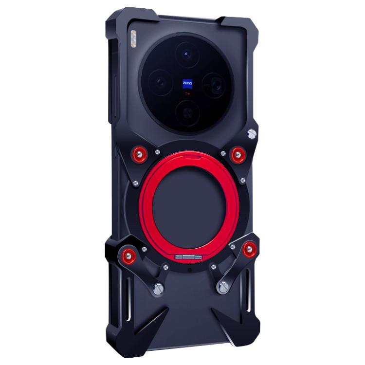 For vivo X300 Rotating Bracket Hollow Metal Phone Case with Lanyard