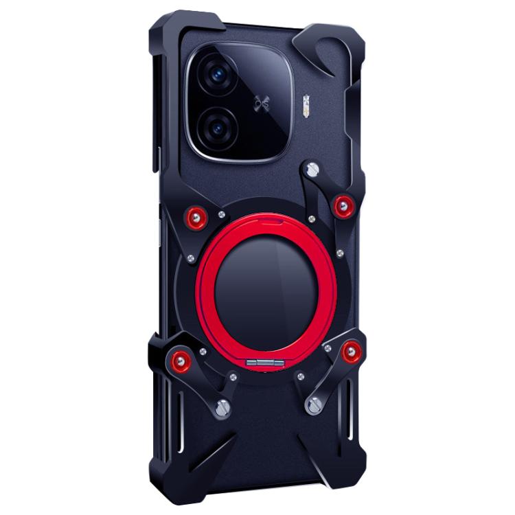 For vivo iQOO Z9 Turbo+ Rotating Bracket Hollow Metal Phone Case with Lanyard
