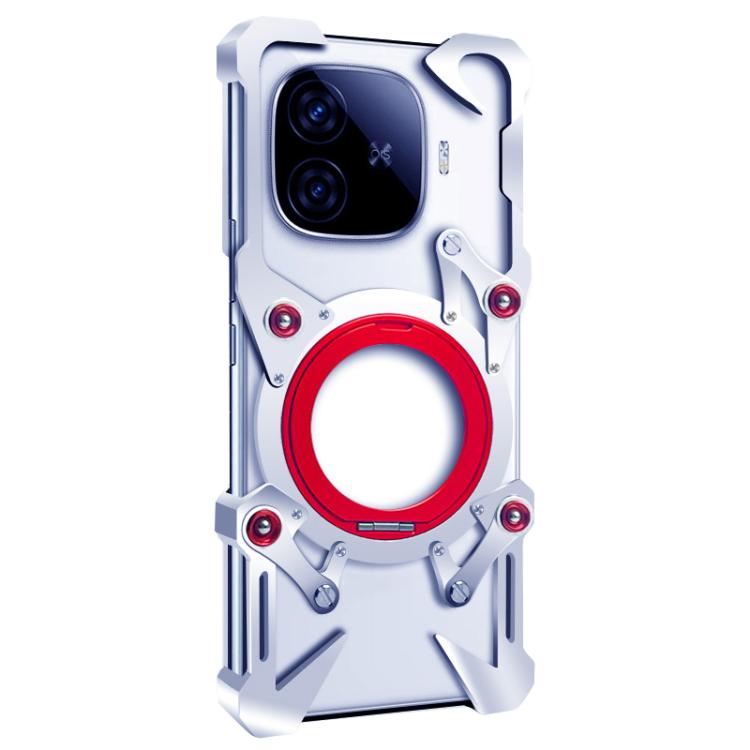 For vivo iQOO Z9 Turbo+ Rotating Bracket Hollow Metal Phone Case with Lanyard