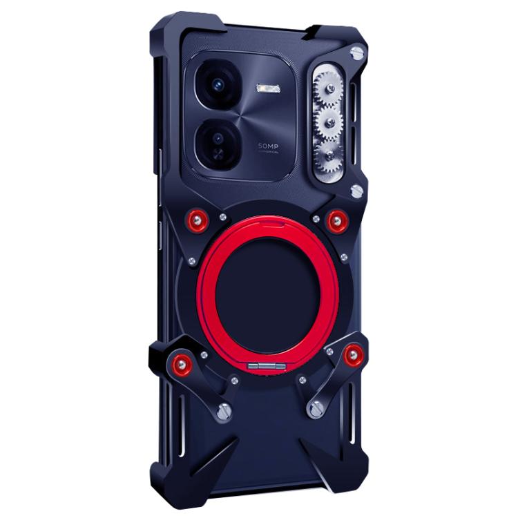 For vivo iQOO Z9x Rotating Bracket Hollow Metal Phone Case with Lanyard