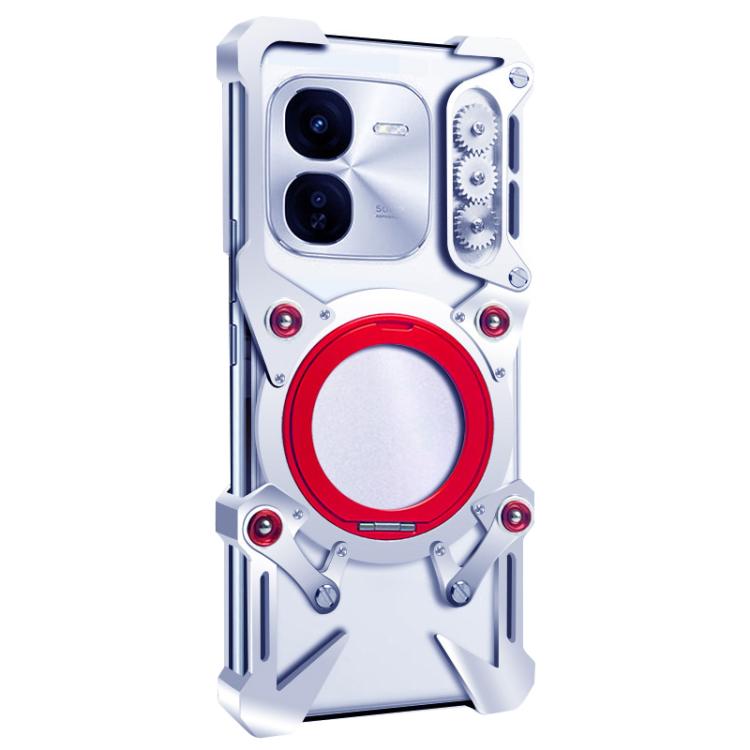 For vivo iQOO Z9x Rotating Bracket Hollow Metal Phone Case with Lanyard