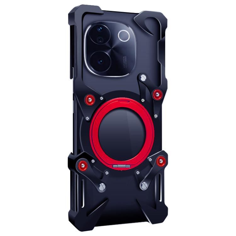 For vivo iQOO Z9s Pro Rotating Bracket Hollow Metal Phone Case with Lanyard