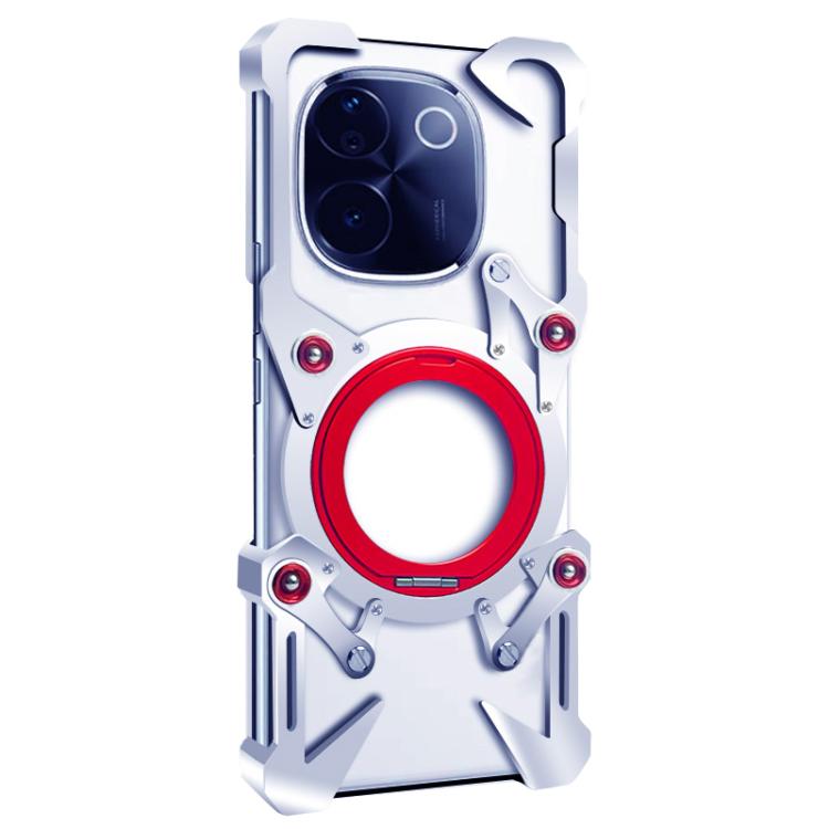 For vivo iQOO Z9s Pro Rotating Bracket Hollow Metal Phone Case with Lanyard
