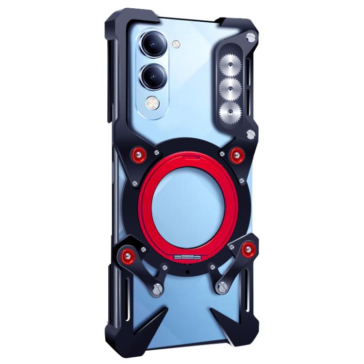 For vivo iQOO Z10 Lite Rotating Bracket Hollow Metal Phone Case with Lanyard