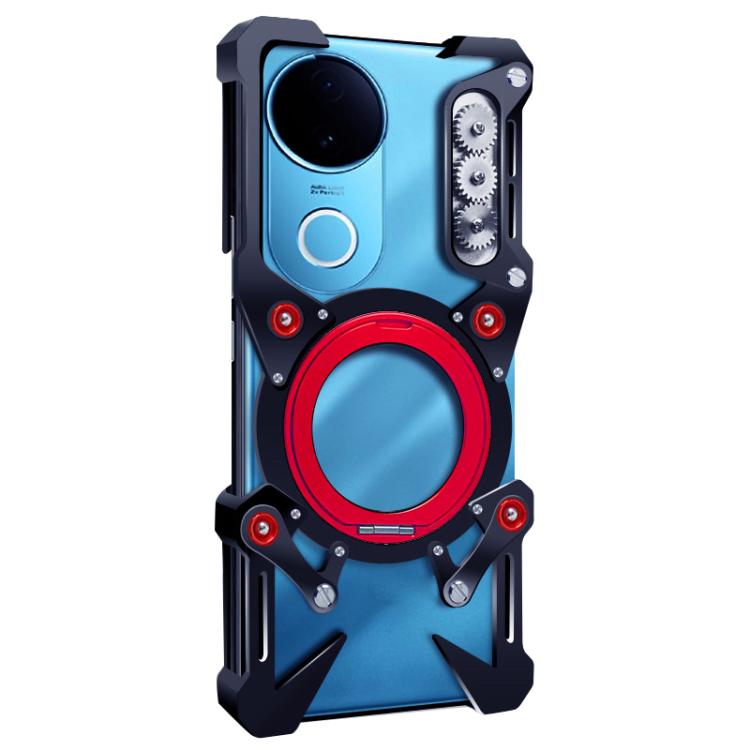 For vivo iQOO Z10R India Rotating Bracket Hollow Metal Phone Case with Lanyard