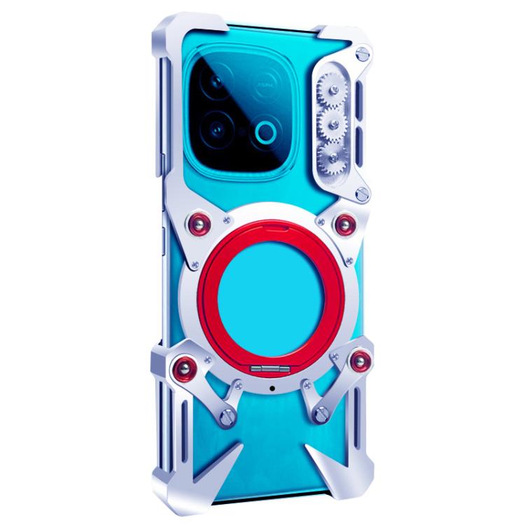For vivo iQOO Z10 Turbo Rotating Bracket Hollow Metal Phone Case with Lanyard