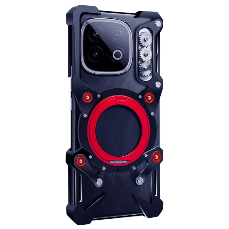 For vivo iQOO Z10 Turbo Pro Rotating Bracket Hollow Metal Phone Case with Lanyard