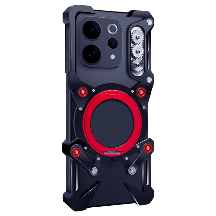 For vivo S50 5G Rotating Bracket Hollow Metal Phone Case with Lanyard