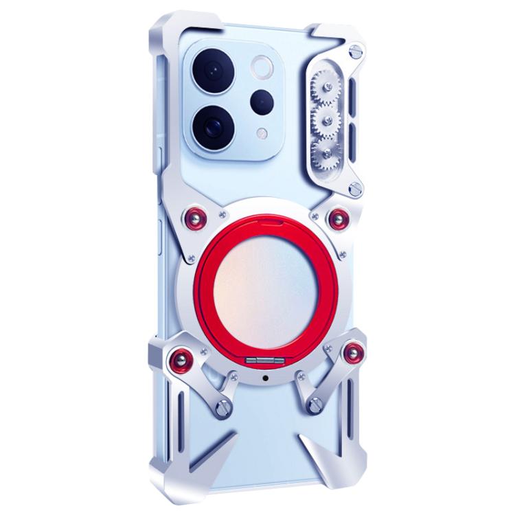 For vivo S50 5G Rotating Bracket Hollow Metal Phone Case with Lanyard