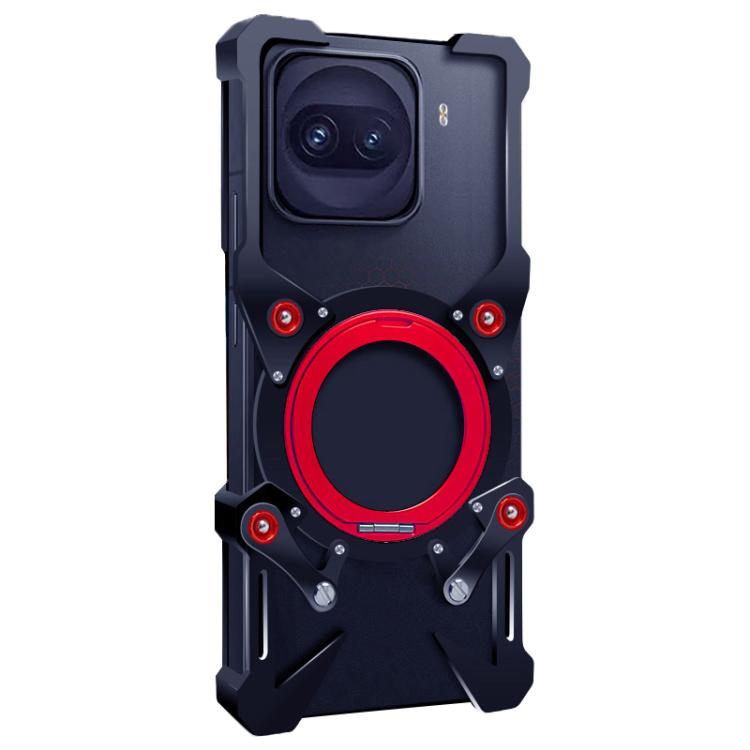 For vivo iQOO Z11 Turbo 5G Rotating Bracket Hollow Metal Phone Case with Lanyard