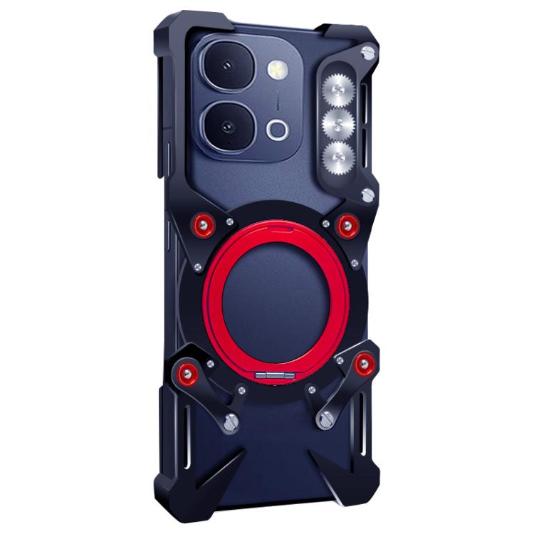 For vivo iQOO Z11x 5G Rotating Bracket Hollow Metal Phone Case with Lanyard