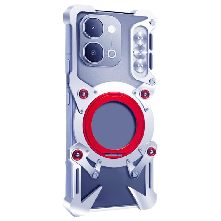 For vivo iQOO Z11x 5G Rotating Bracket Hollow Metal Phone Case with Lanyard