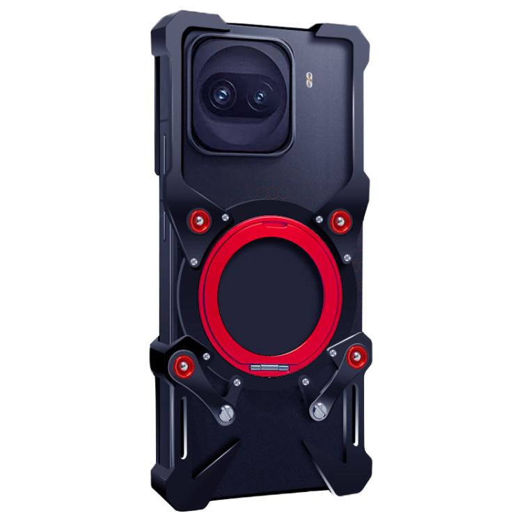For vivo iQOO 15R 5G Rotating Bracket Hollow Metal Phone Case with Lanyard