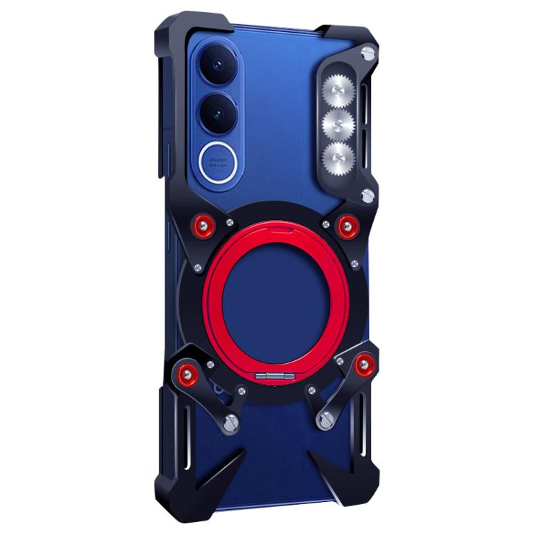 For vivo V70 FE 5G Rotating Bracket Hollow Metal Phone Case with Lanyard