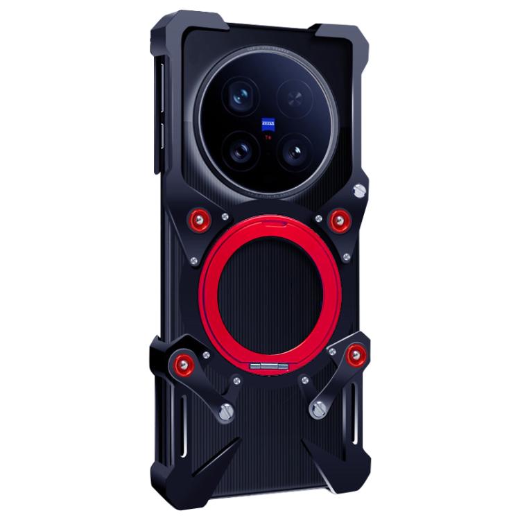 For vivo X200T 5G Rotating Bracket Hollow Metal Phone Case with Lanyard