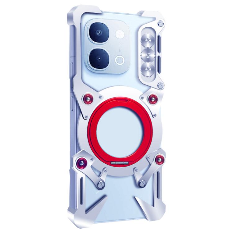 For vivo Y51 Pro 5G Rotating Bracket Hollow Metal Phone Case with Lanyard
