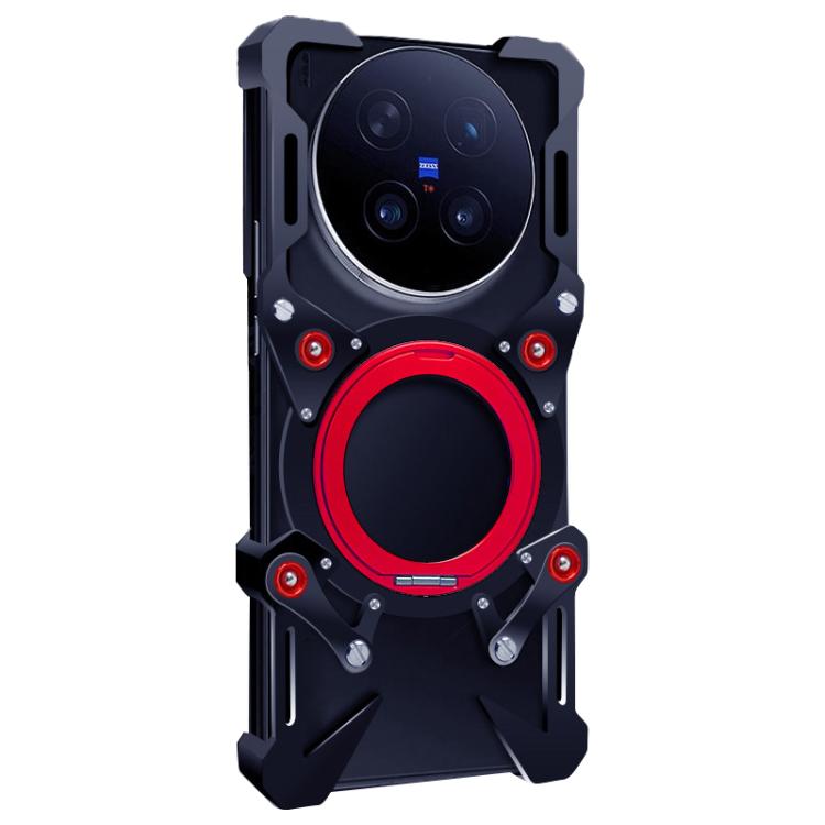 For vivo X300s Rotating Bracket Hollow Metal Phone Case with Lanyard