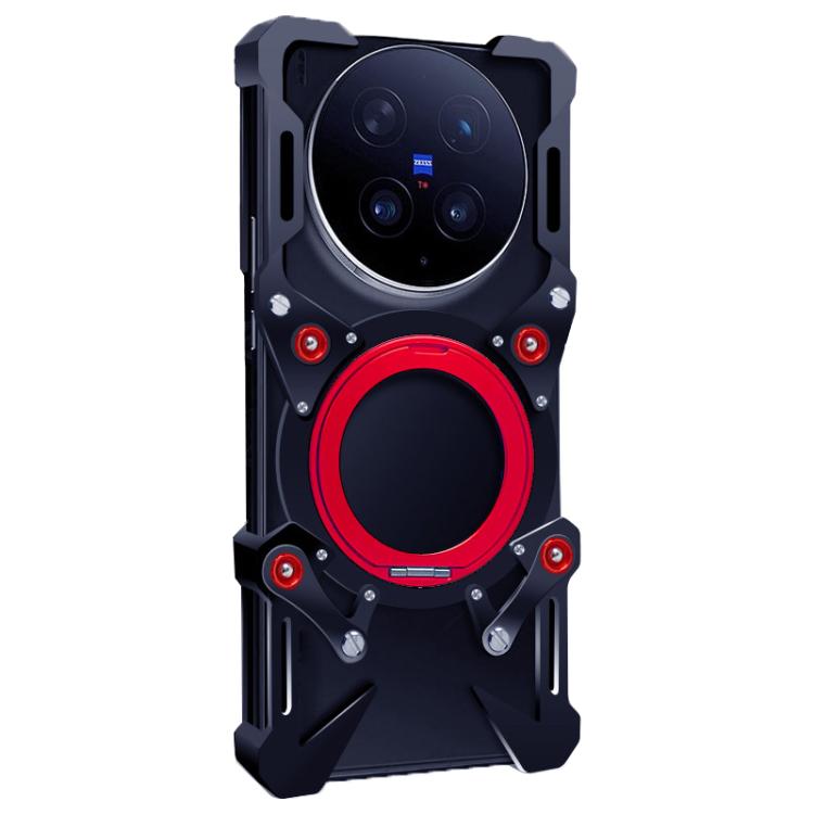 For vivo X300 Ultra Rotating Bracket Hollow Metal Phone Case with Lanyard