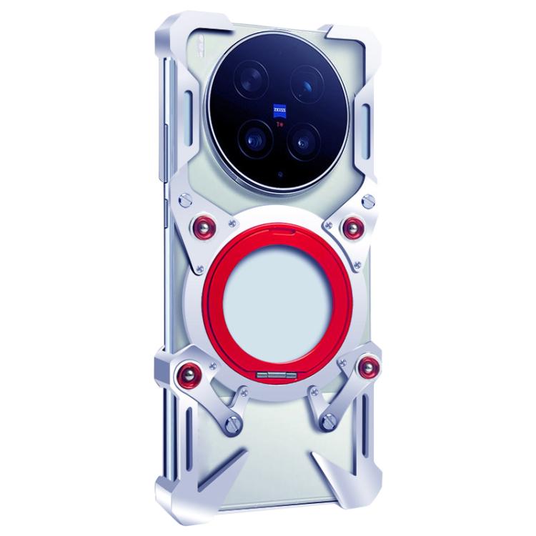 For vivo X300 Ultra Rotating Bracket Hollow Metal Phone Case with Lanyard