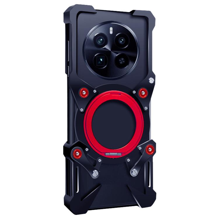 For Realme GT5 Pro Rotating Bracket Hollow Metal Phone Case with Lanyard