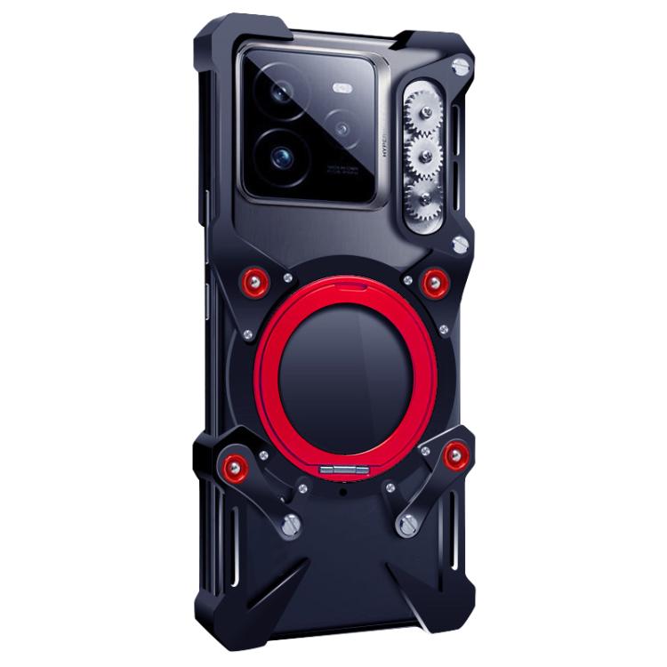For Realme GT 7 Pro Rotating Bracket Hollow Metal Phone Case with Lanyard