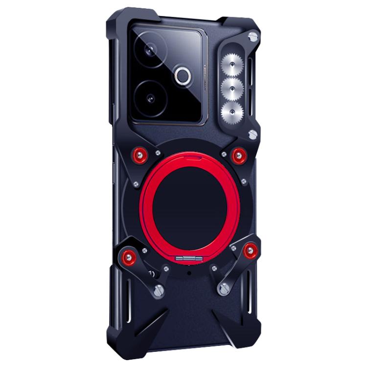 For Realme GT 7T Rotating Bracket Hollow Metal Phone Case with Lanyard