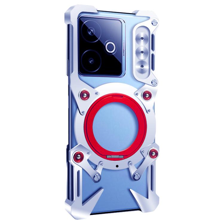 For Realme GT 7T Rotating Bracket Hollow Metal Phone Case with Lanyard
