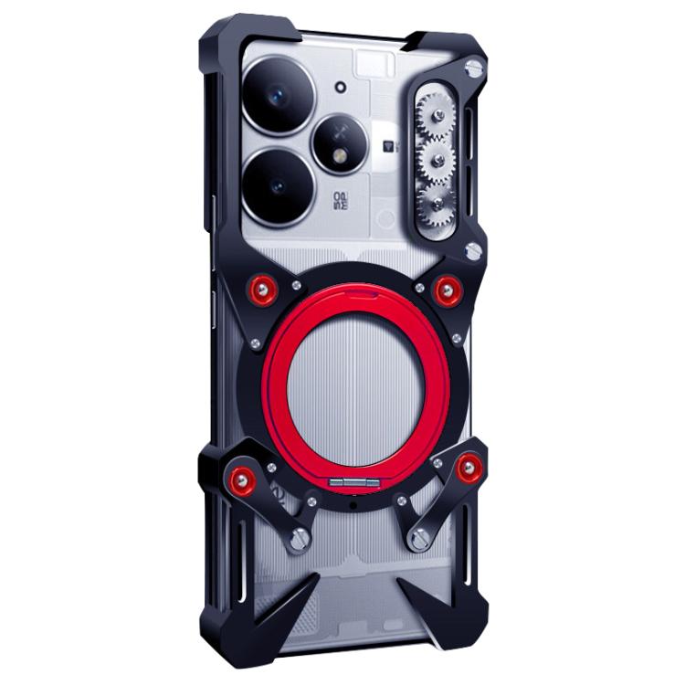 For Realme Neo7 Turbo Rotating Bracket Hollow Metal Phone Case with Lanyard