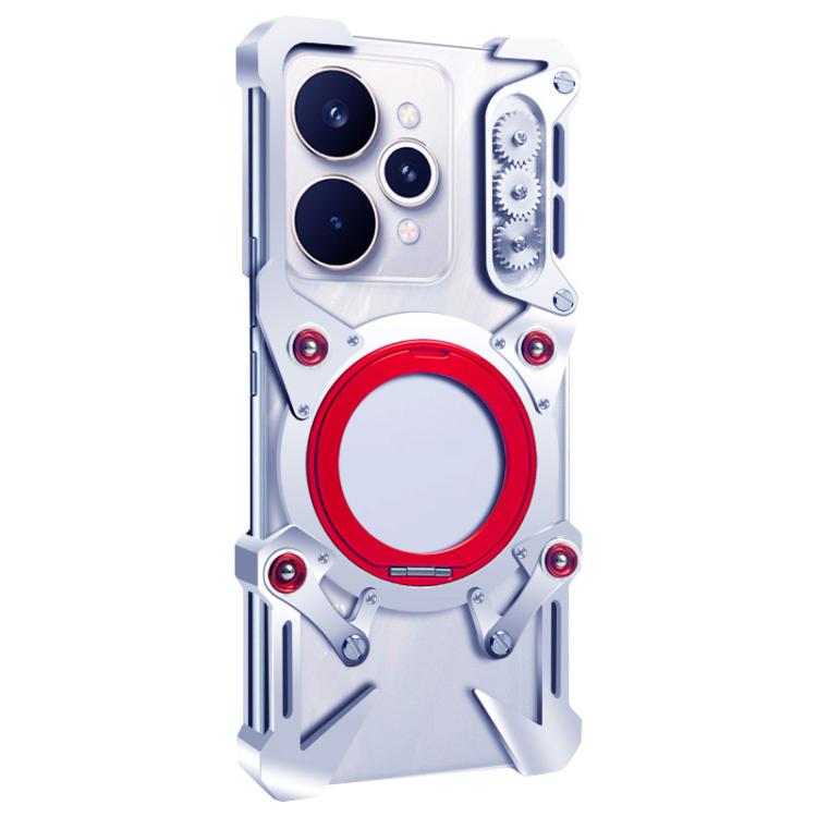 For Realme 15 5G Rotating Bracket Hollow Metal Phone Case with Lanyard