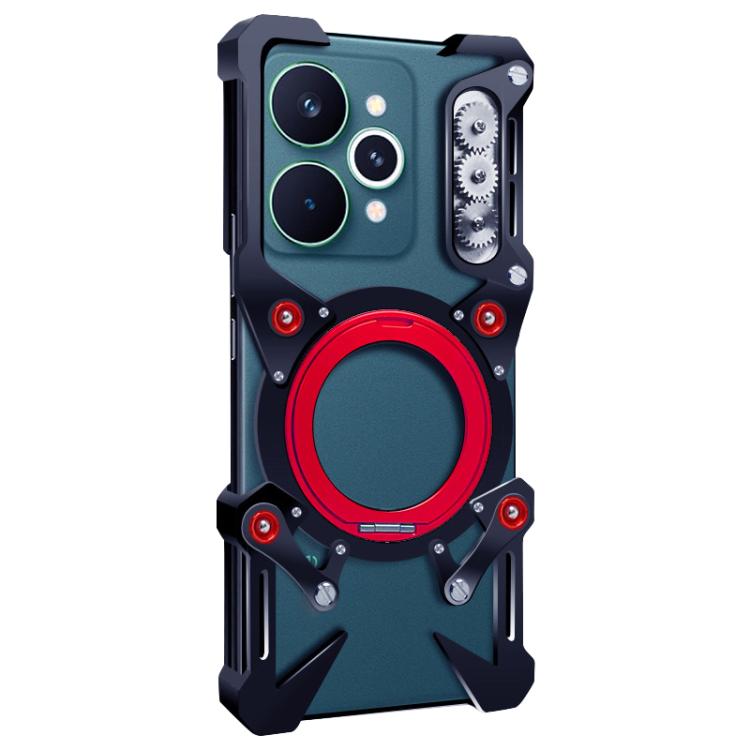 For Realme 15 Pro 5G Rotating Bracket Hollow Metal Phone Case with Lanyard