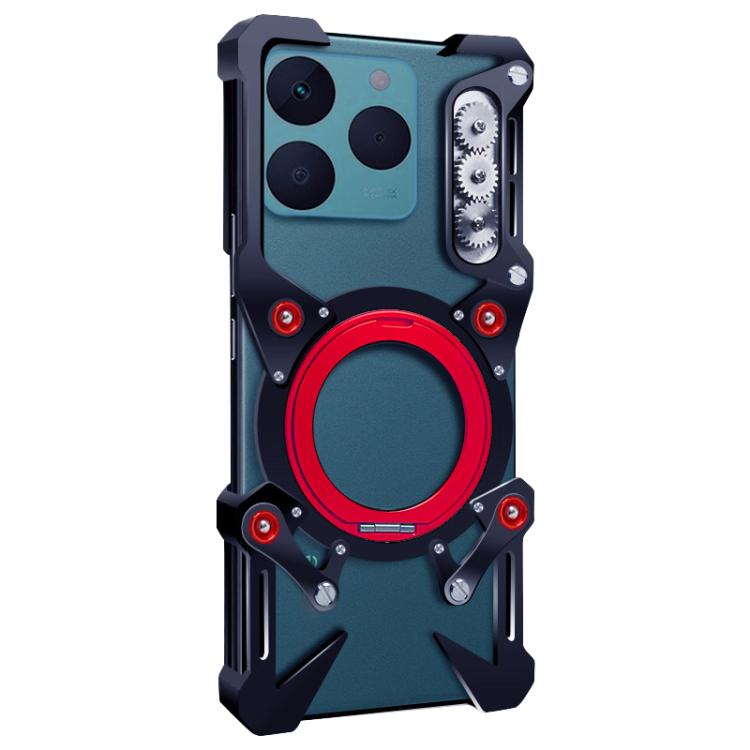 For Realme 15T 5G Rotating Bracket Hollow Metal Phone Case with Lanyard