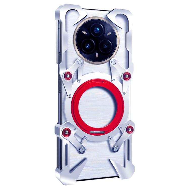 For Realme 14 Pro+ Rotating Bracket Hollow Metal Phone Case with Lanyard