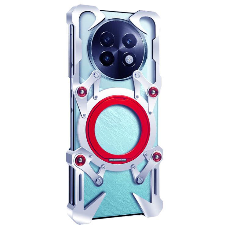 For Realme 13 Pro Rotating Bracket Hollow Metal Phone Case with Lanyard