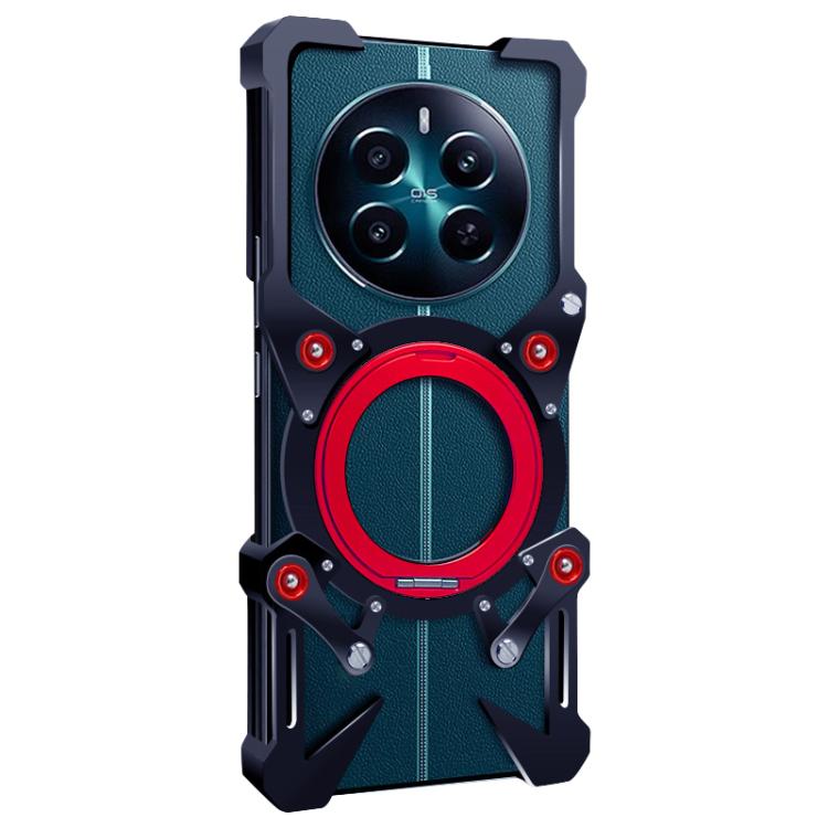 For Realme 12 Pro Rotating Bracket Hollow Metal Phone Case with Lanyard