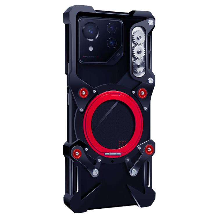 For Asus ROG Phone 8 Rotating Bracket Hollow Metal Phone Case with Lanyard