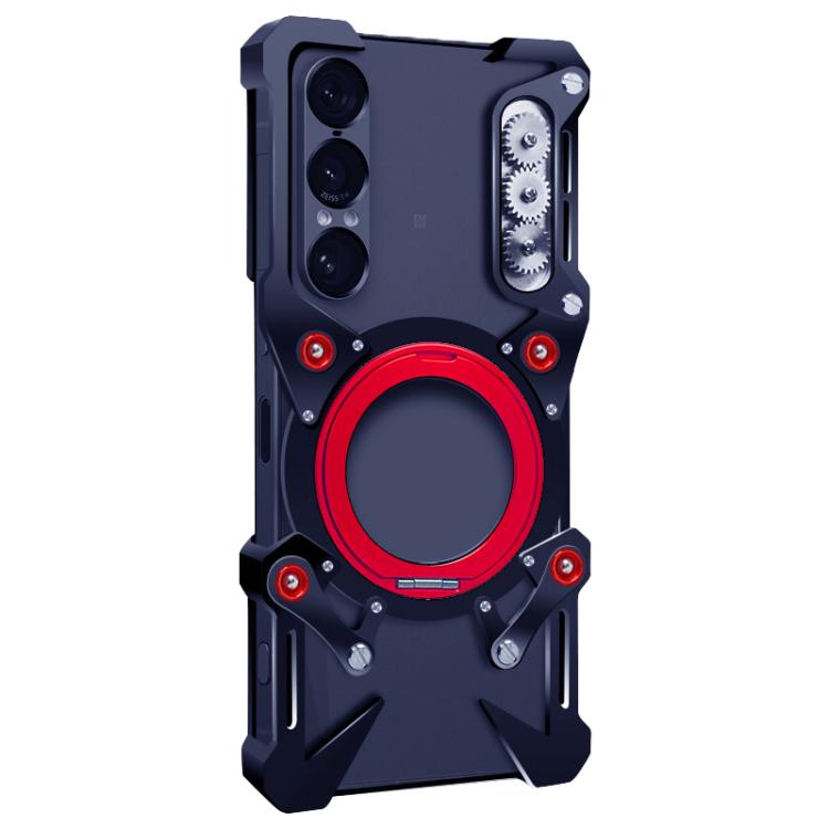 For Sony Xperia 1 VII Rotating Bracket Hollow Metal Phone Case with Lanyard