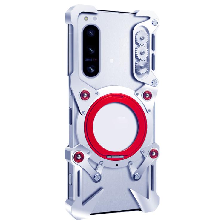 For Sony Xperia 5 IV Rotating Bracket Hollow Metal Phone Case with Lanyard
